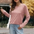 thumbnail image 4 of FAIWAD Womens Solid Color Tops Casual Crewneck Basic Pullover Trendy Lightweight Business Office Work Clothes, 4 of 9