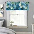 thumbnail image 3 of Luxury Flowers Window Valance for Kitchen, Gorgeous Teal Blue Floral Natural Rod Pocket Short Curtain for Small Windows, Light Filtering Decorative Valance, 42 x 18 Inch, 1 Panel, 3 of 9