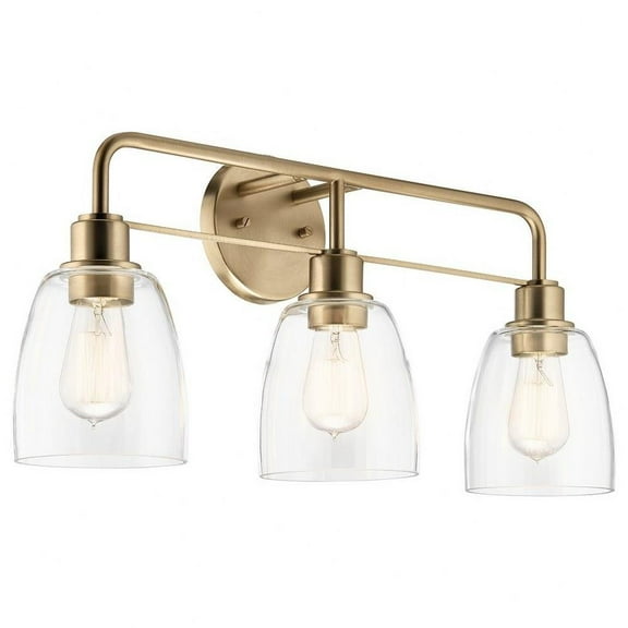 3 Light Vanity Light in Vintage Industrial Style-11.25 inches Tall and 24.25 inches Wide-Champagne Bronze Finish Bailey Street Home 147-Bel-4771168