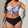 thumbnail image 2 of Women Plus Size Swimsuit Tummy Control, Printed Wrap Ruched Front Suspender Bathing Suit, Adjustable Side Strap Tankini, UPF 50 Quick Dry Beach Vacation Outfit, 2 of 9