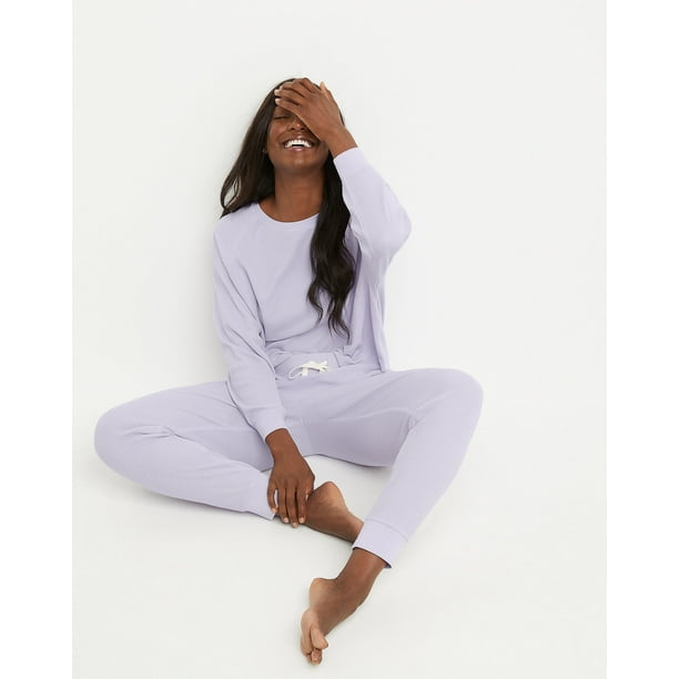 Hanes Originals Women's Waffle Long Sleeve Lounge Top Urban Lilac