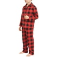 thumbnail image 4 of Conjunto de pijamas de cuadros de manga larga con botones para adultos y niños en rojo de INSPIRE CHIC, 4 of 4