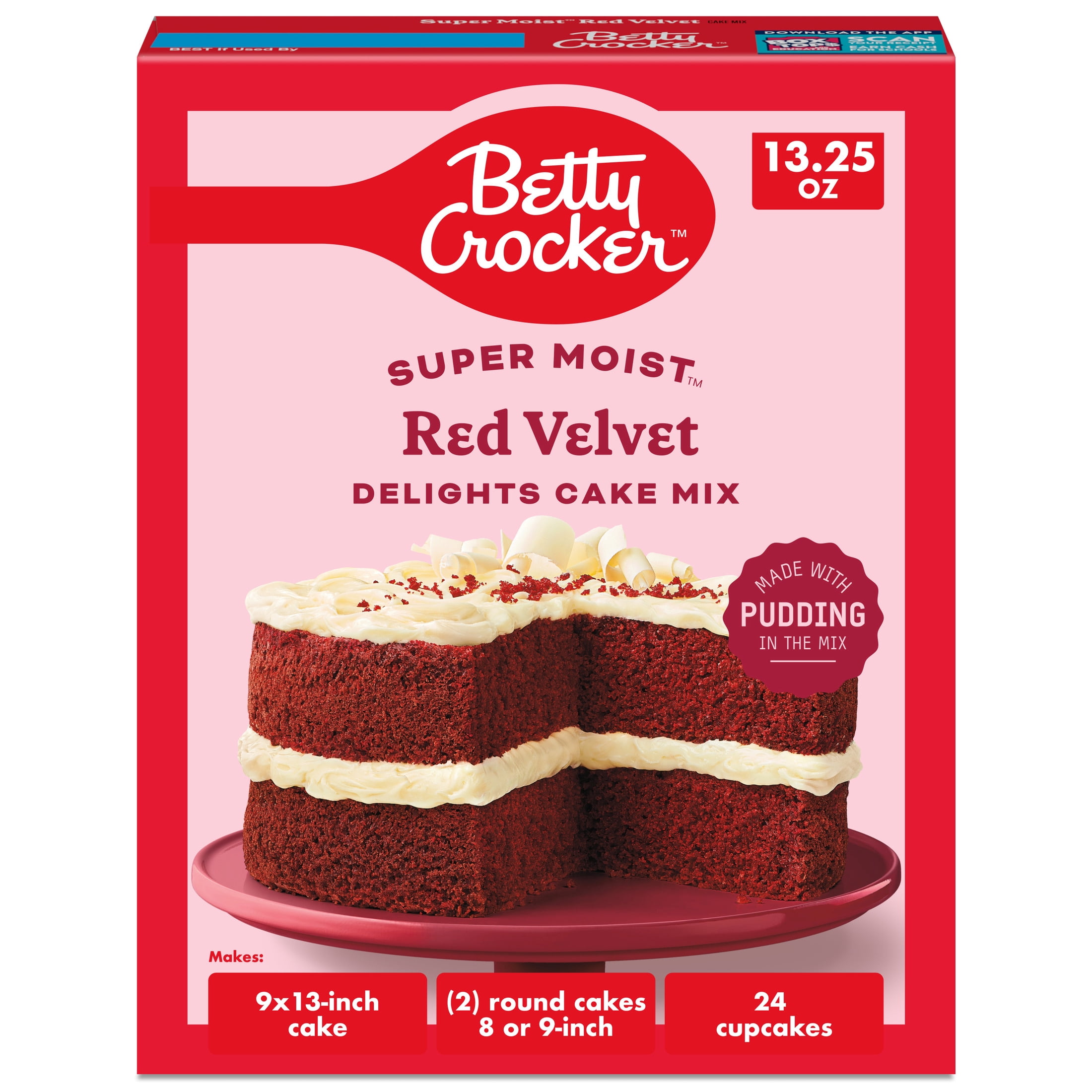 (8 pack) Betty Crocker Delights Super Moist, Red Velvet, Cake Mix, 13.25 oz