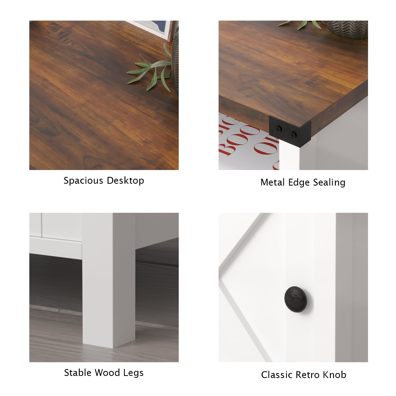 Catrimown Farmhouse End Table for Living Room Set of 2, Side Table Nightstand for Living Room Bedroom, White