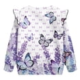 thumbnail image 6 of Xoenoiee Butterfly Bow Lavender Print Girl's Long Sleeve Crewneck Sweatshirts Toddler Graphic Shirts Top Drop Shoulder Sweater Top Ruffle Pullover Tops T Shirt, Size 4-5 Years, 6 of 7