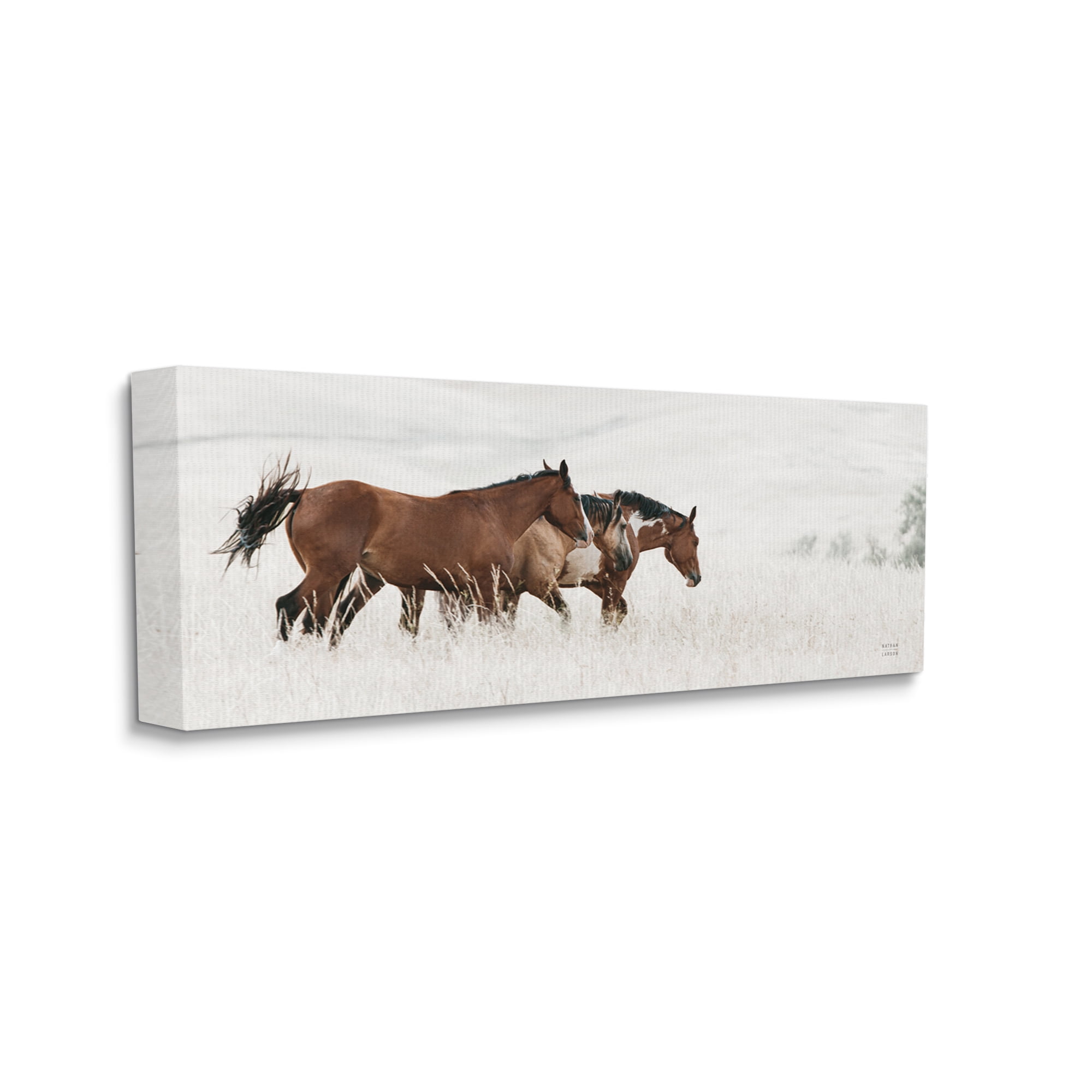Stupell Industries Trotting Horses Landscape Animals & Insects Photography Gallery Wrapped Canvas Print Wall Art, 24 x 10