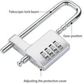 thumbnail image 3 of Adjustable Combination Lock, 98-42 mm Padlock, Large, Made of Zinc Alloy and Steel, 7 mm Padlock, Lock with Code Protective Cover, 3 of 5