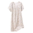 thumbnail image 1 of Chemise de Nuit pour Femmes, Manches Courtes à Col Rond Imprimé, Robe d'Allaitement, Rayonne Spandex Douce, Robe de Détente Longueur Genou, 1 of 5