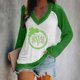 thumbnail image 2 of Blusa informal de manga larga con estampado de día de San Patricio para mujer con cuello en V para mujer Pompotops  FGAJ13066, 2 of 4