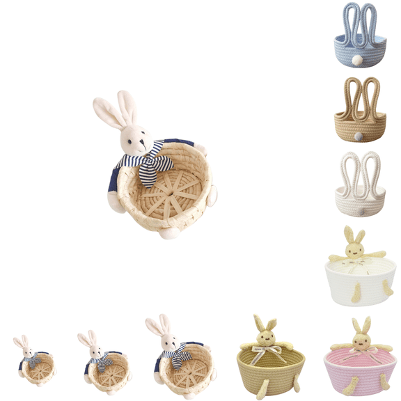 Hvmvliv Easter Basket Straw Woven Corn Husk Easter Basket, Plastic Storage Decor for Eggs & Crafts, Home Decoration in Multiple Sizes White