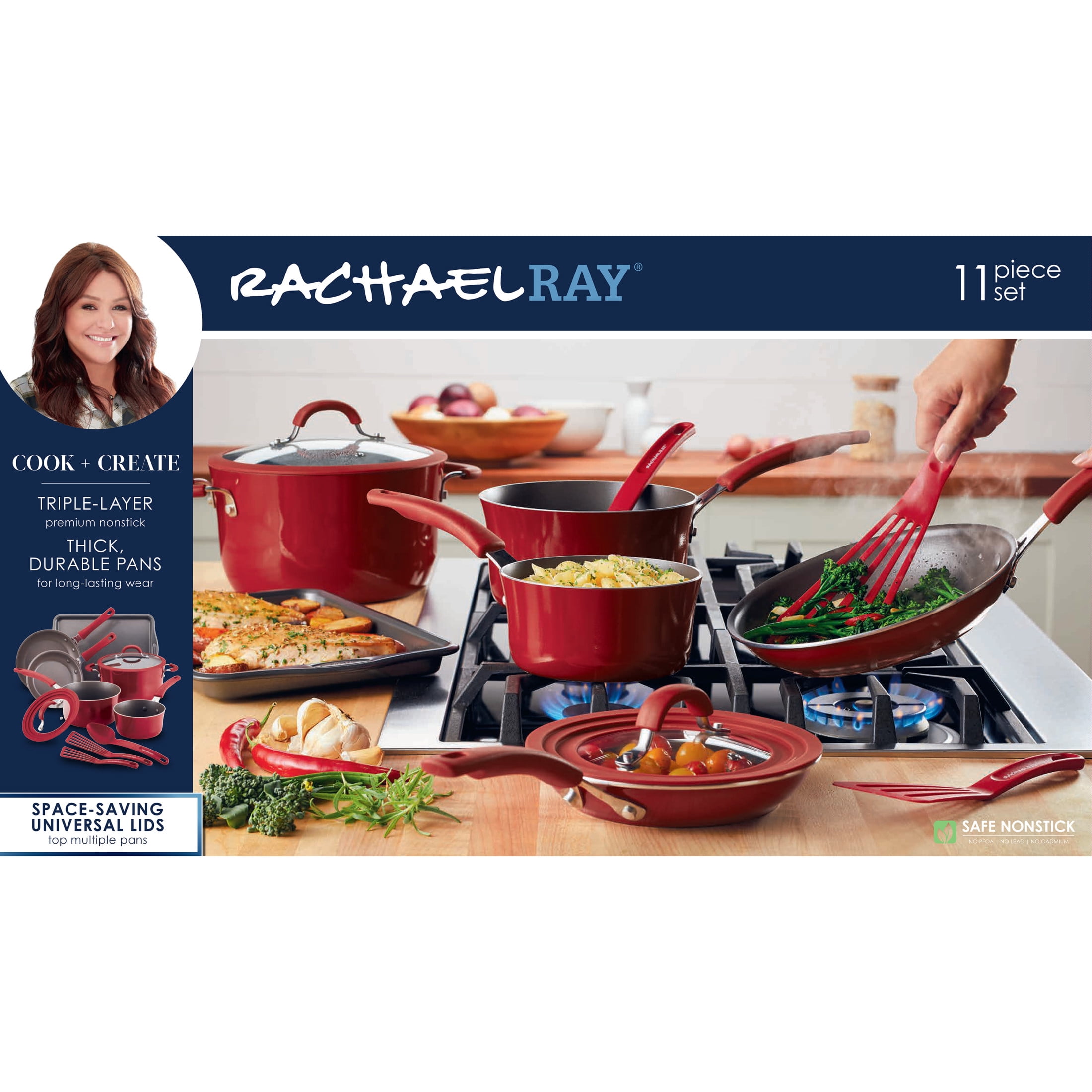 Rachael Ray 13 pc. Cookware Set - Red / Juego de Ollas Rachael Ray de 13  piezas - Rojo