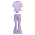 thumbnail image 4 of 2 Piece Outfits Sets Girls Short Sleeve Bow T-Shirt Top and Flared Pants Sets Summer Outfits Size 8-9 Years Girls Clothes, 4 of 5