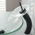 thumbnail image 3 of Tall Waterfall Bathroom Faucet for Vessel Sink with Frosted Glass Disk and Pop-Up Drain, Oil Rubbed Bronze Finish, 3 of 10