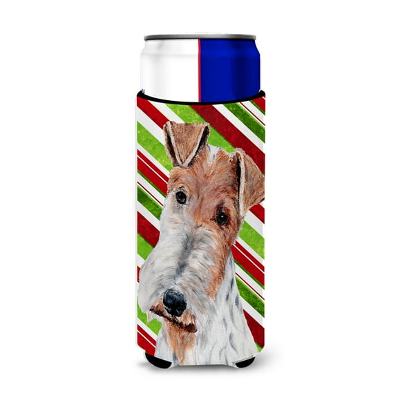 Wire Fox Terrier Candy Cane Christmas Ultra Hugger for slim cans