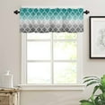 thumbnail image 3 of Hokiten Rod Pocket Curtain Valance, Teal Grey Ombre Morocco Pattern Farmhouse Window Valance for Living Room, Bedroom, Kitchen Modern Moroccan Geometric 60"W x 18"L, 3 of 8