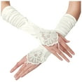 thumbnail image 5 of Bibifish Womens Lace Gloves Elegant Satin Gloves Solid Lace Pattern Soft Comfy Party Wedding Retro Style Stretchy Floral Gloves For Ladies, 5 of 5