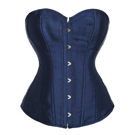 Corset Top For Women Bustier Lingerie for Women Stain Overbust Vintage Waist Cincher Navy Blue 6XL