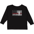 thumbnail image 3 of Inktastic Firefighter Red Line Flag Fireman Boys or Girls Long Sleeve Toddler T-Shirt, 3 of 5