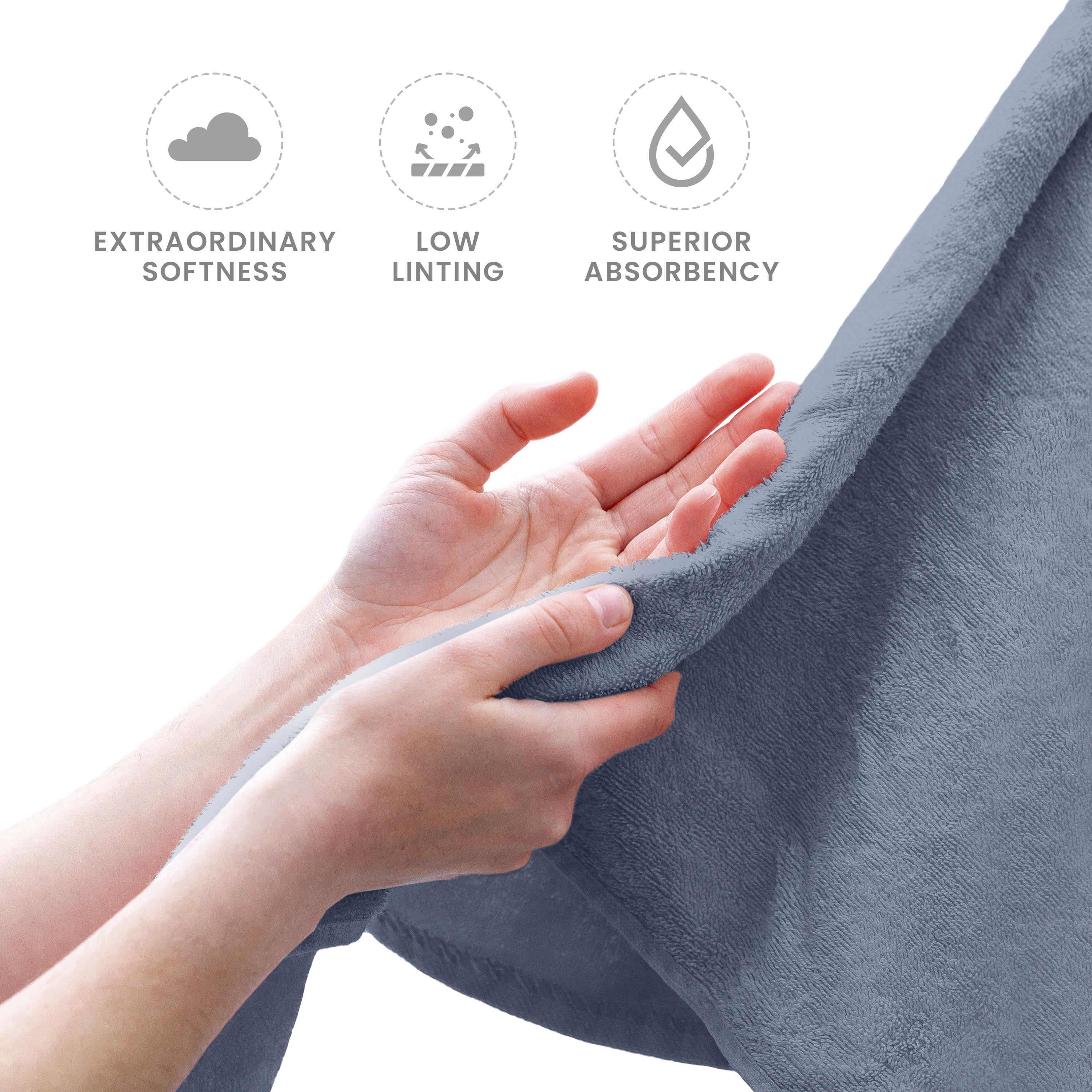 Martex 6-Piece 100% Ringspun Cotton Towel Set, Quick Dry Soft & Absorbent, Heather Blue