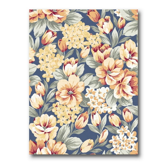 Designart ' Vintage Orange and Yellow Flowers ' Traditional Canvas Wall Art Print