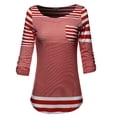 thumbnail image 1 of FashionOutfit Women's 3/4 Sleeve Contemporary Stripe Boatneck Top w/ Front Pocket, 1 of 3