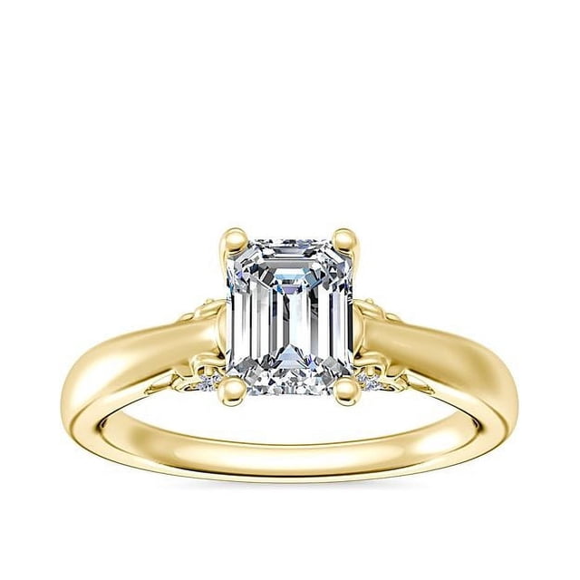1.20 Carat Excellent Emerald Cut Real Diamond Latest Design Solitaire Engagement Ring for Ladies Solid 14K Yellow Gold Size 7.5