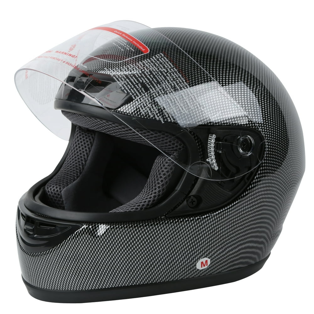 TCMT DOT Adult Full Face Motorcycle Helmet Black Carbon Fiber with Flip