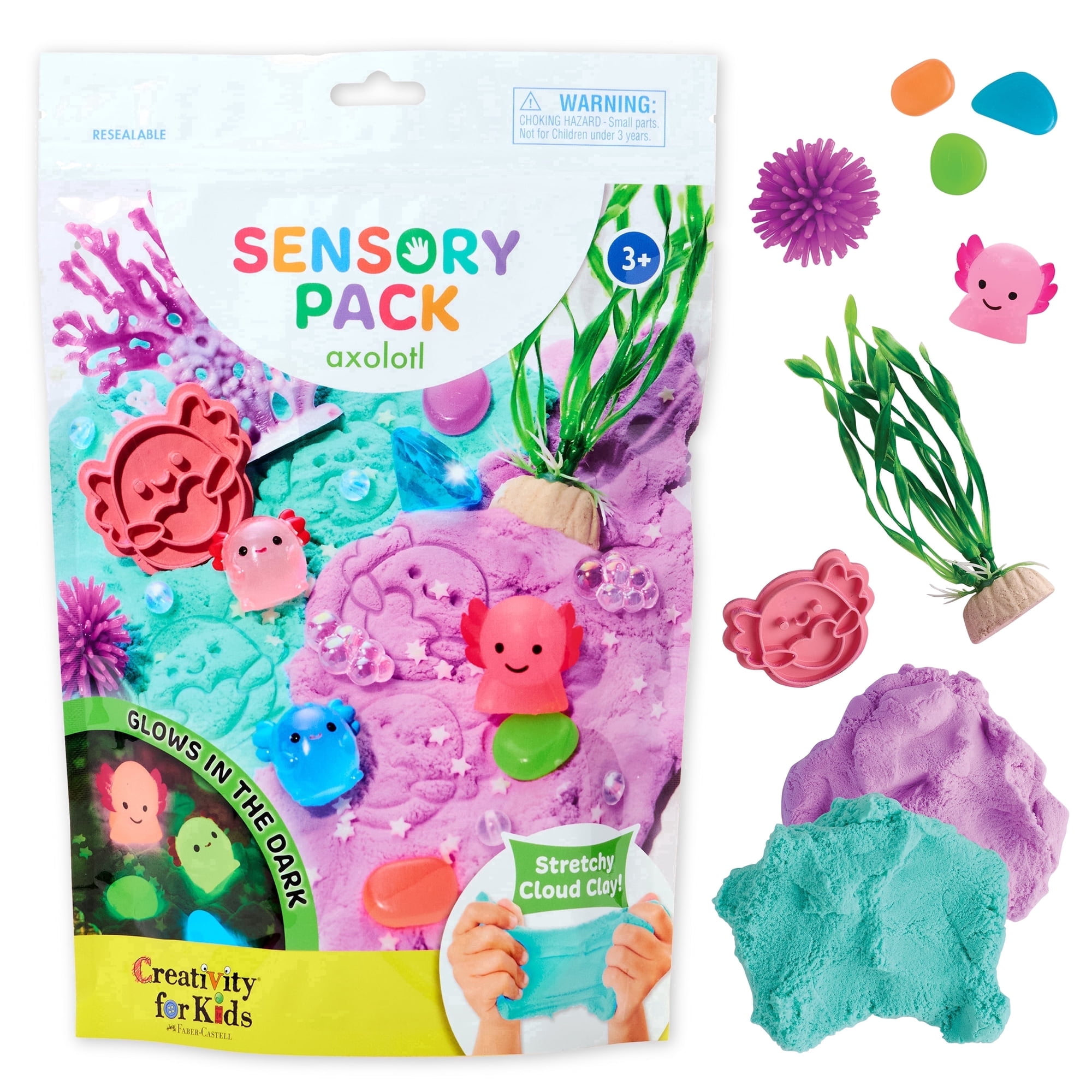 Creativity for Kids Sensory Pack - Axolotl | Screen Free Summer Fun & Great Back to School Sensory Toy for Toddlers | Pastel Gifts and Travel Activities for Preschool Girls and Boys (Age 3+)