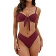 thumbnail image 1 of Huesdet Women Two Piece Swimsuits High Waisted Bikini Set Ruffle Flounce Tummy Control Bottoms Bathing Suit(Red,L), 1 of 4