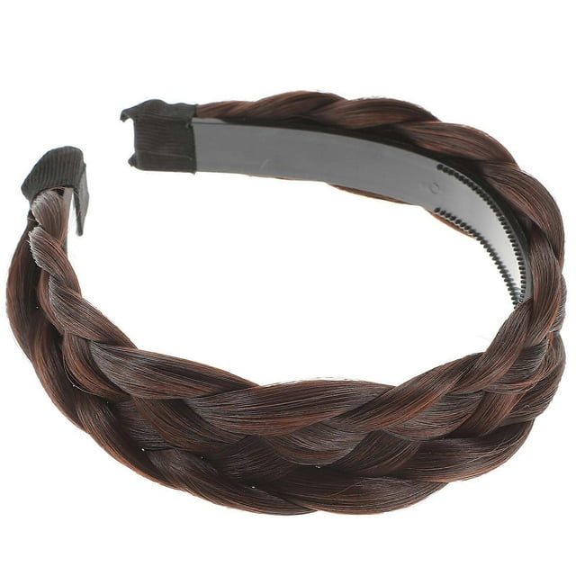Braided Wig Headband for Women Coffee Color High Temperature Fiber Durable and Lightweight 70100 Characters
