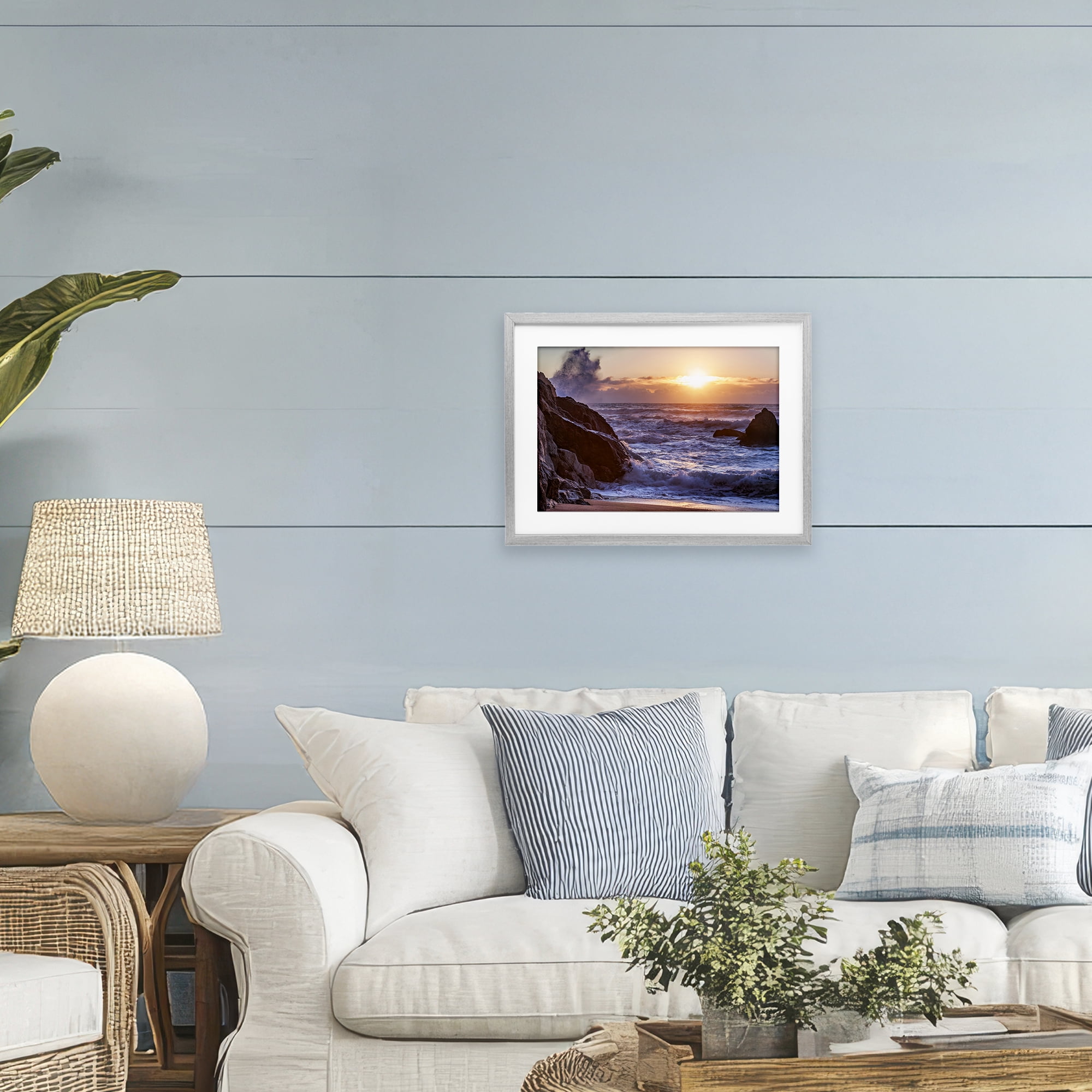 Stupell Industries Siren Song Rocky Shore Gray Framed Print Under Glass, design by Shelley Carlisle