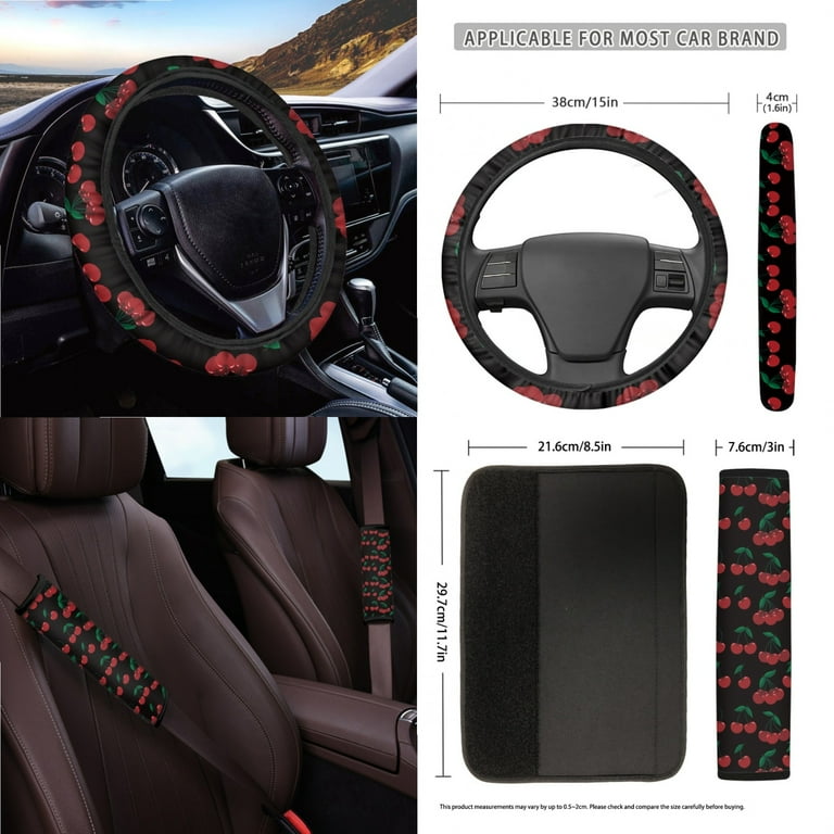 Renewold Bat Pumpkin Colorful Car Seat Cover For Women, With Halloween Steering Wheel Seat Belt Strap Pad Handbrake Gear Shift Knob Armrest Rearview Mirror Cover Waste Bin Coasters, 14 PCS