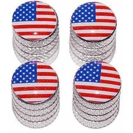 USA American Flag Tire Rim Wheel Aluminum Valve Stem Caps, Multiple (Best American Tire And Wheel)