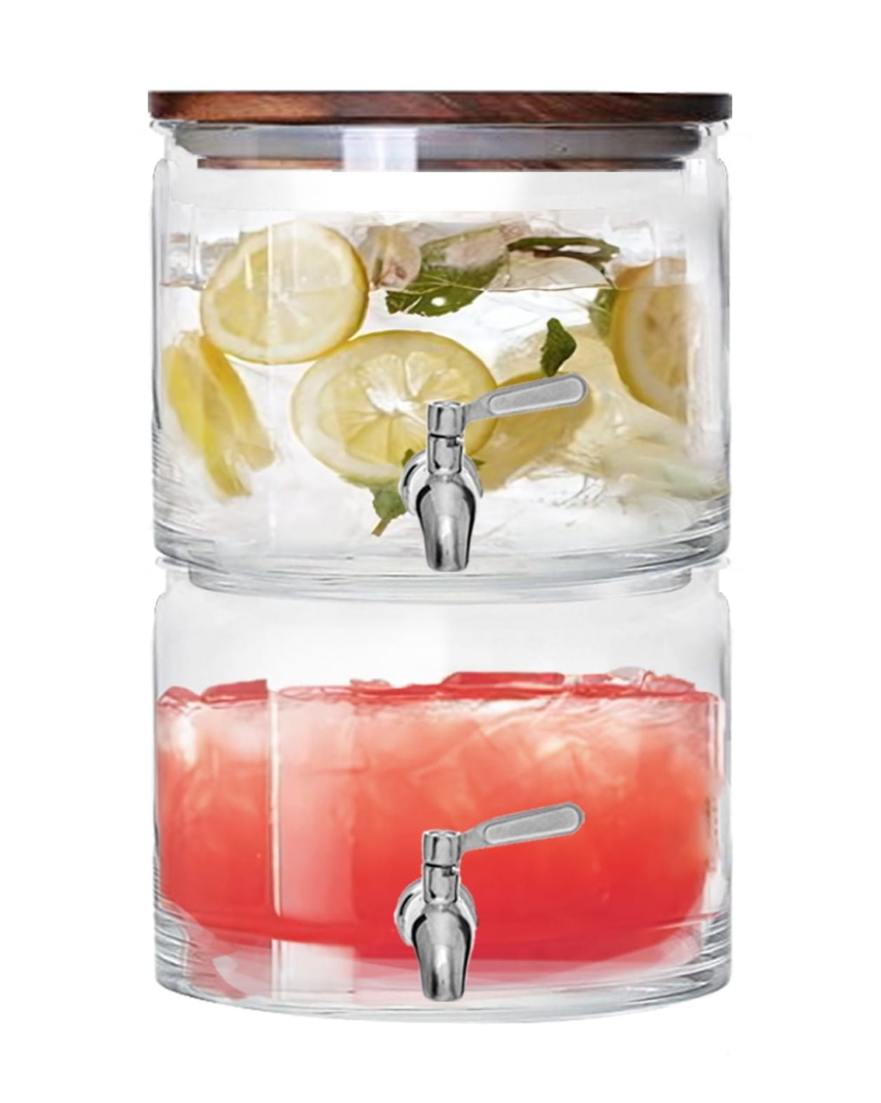 Better Homes & Gardens 240oz Stacking Glass Beverage Dispenser with Acacia Wood Lid