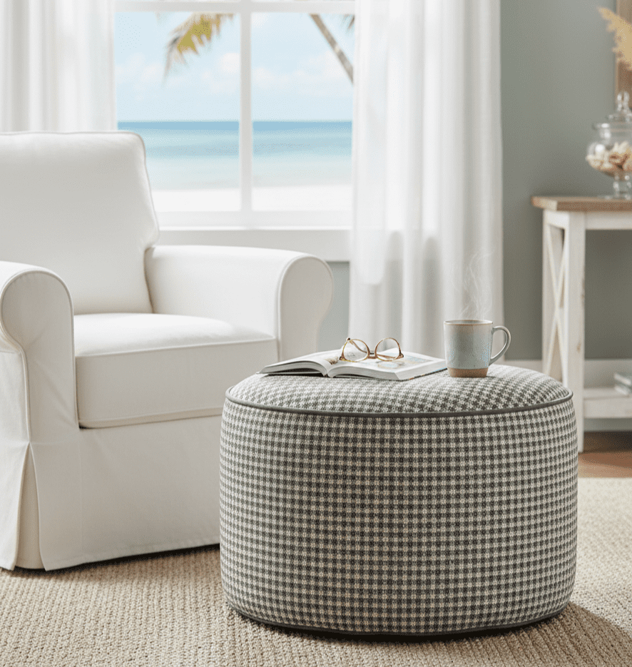 Furley Grey Tall Pouf