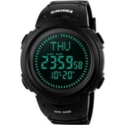 Gosasa Mens Watch Sports Digital Compass Survival 50M Waterproof Stopwatch Alarm