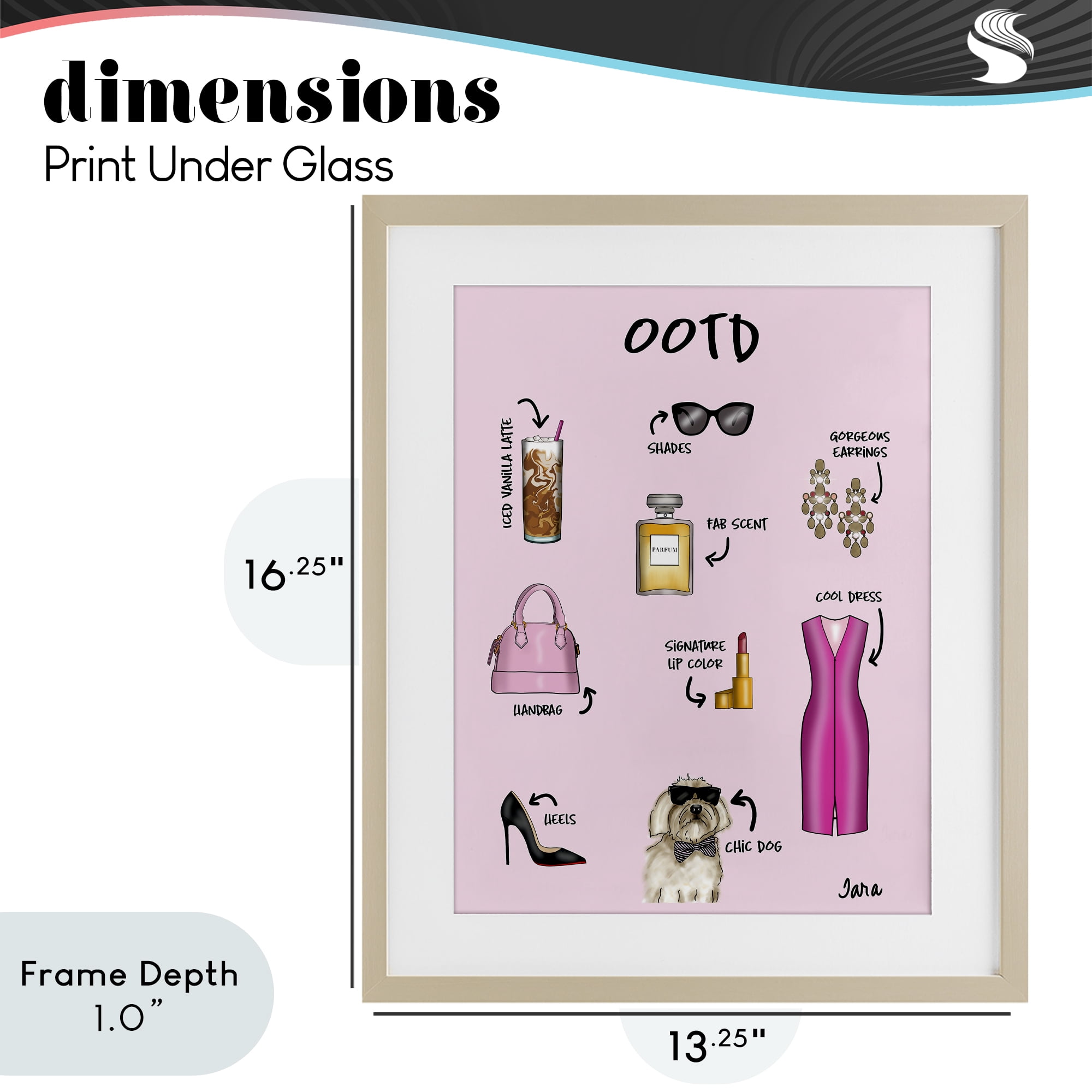 Stupell Industries Feminine Glam Outfit of the Day Birch Framed Print Under Glass, design by Tara Boone