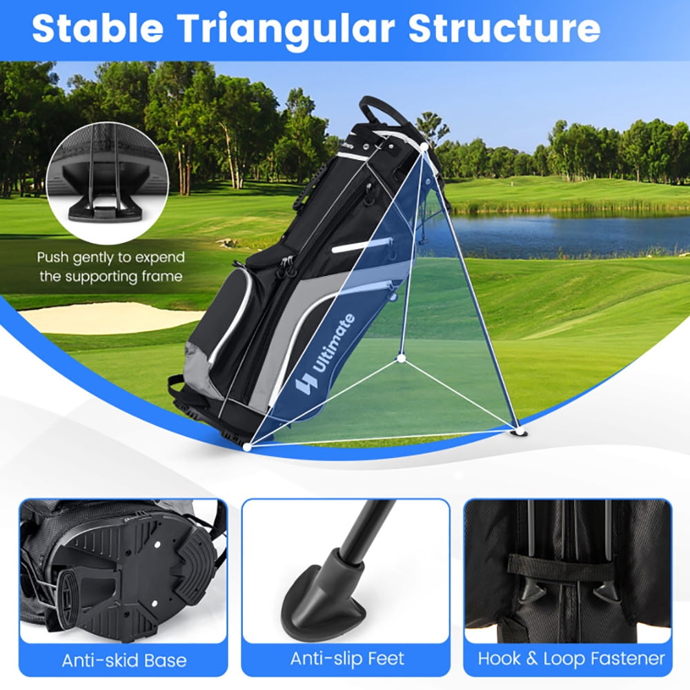 Spaco Lightweight Golf Stand Bag, Stand Bag with 14 Way Top Dividers and 6 Pockets, Golf Bags for Men & Women, Gray