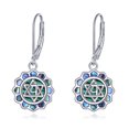 thumbnail image 2 of Green Malachite 7 Chakra Lotus Flower Earrings 925 Sterling Silver Abalone Dangle Earrings for Women Yoga om Jewelry Gifts, 2 of 6