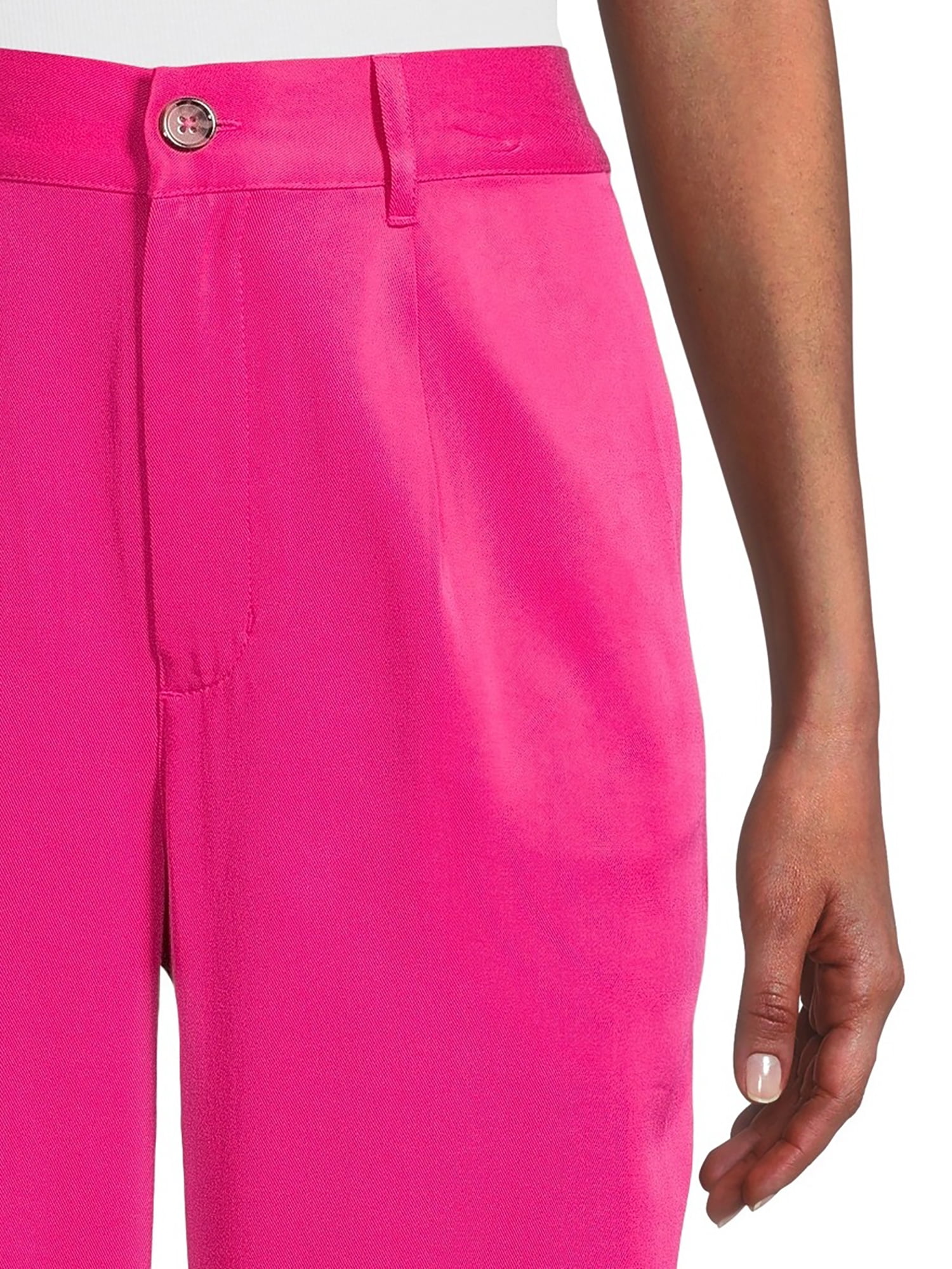 New-design Slant Pocket Wide Leg Pants (Color : Hot Pink, Size