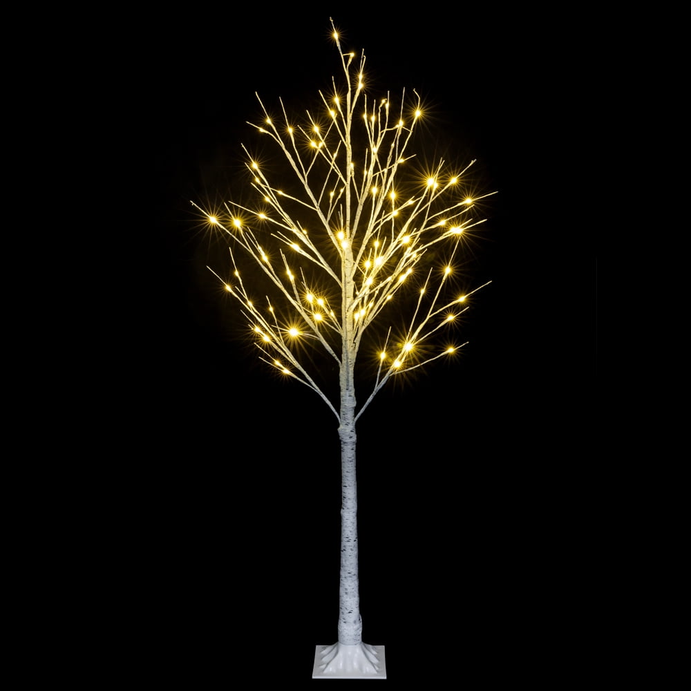 Zimtown 6Ft Birch Tree 96LED Lights White for Home Festival Party & Christmas Decoration