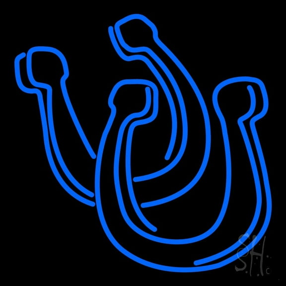 Pair Of Horse Shoe LED Neon Sign 24 x 24 - inches, Black Square Cut Acrylic Backing, with Dimmer - Bright and Premium built indoor LED Neon Sign for store interior Décor, Storefront.