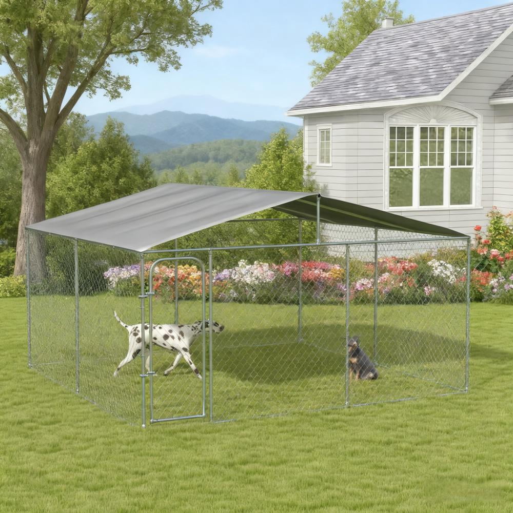 ZephyPaws 13ft x 13 ft x 7.7ft Large Dog Kennel Outdoor,Outside Dog Kennel with Roof,Covered Dog Kennels with Door and Lock,XL Outside Dog Cage for Large Dogs
