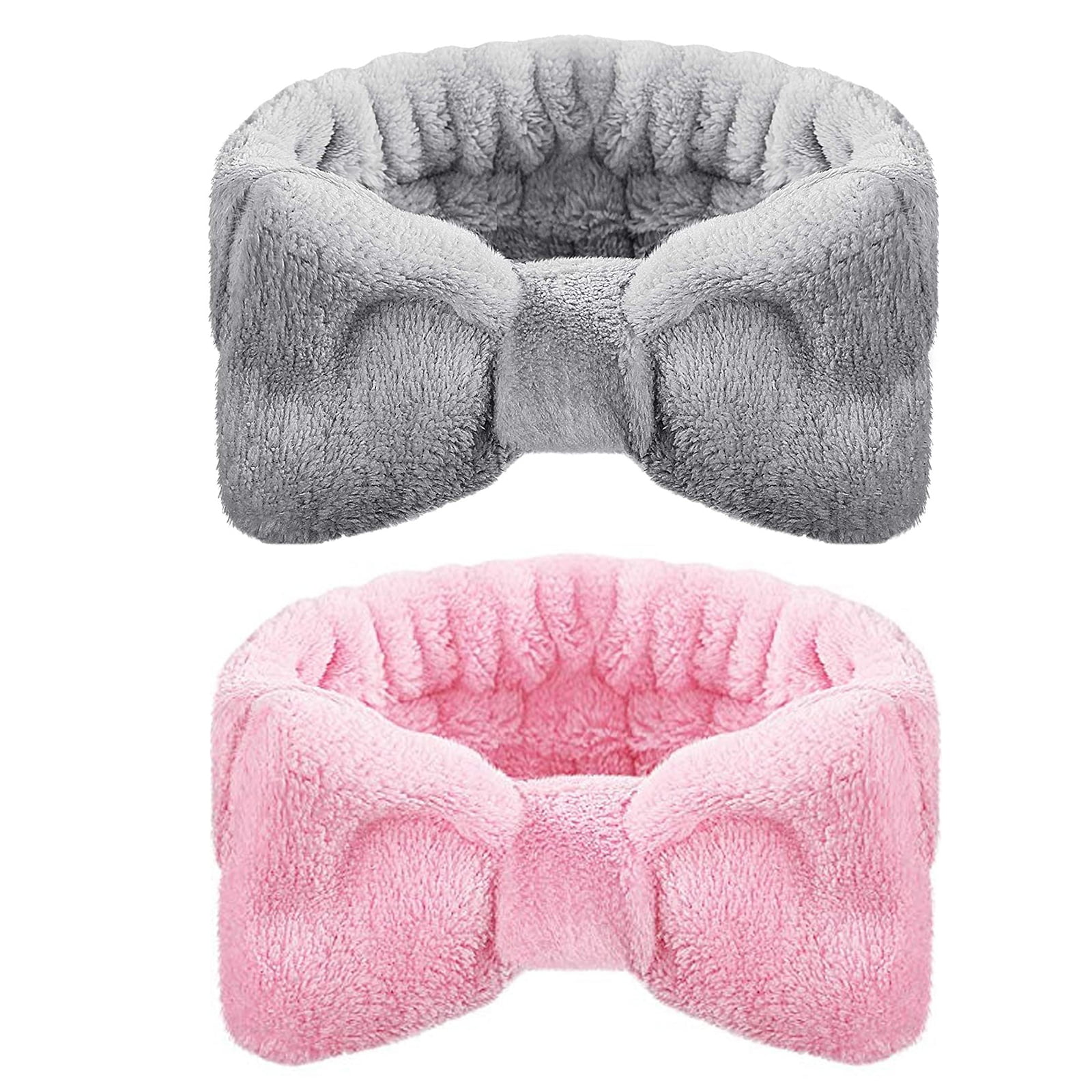 Winter Coral Fluffy Turban Makeup Face Wash Belt Soft Turban Hair Band Cute  Headband with Bow-knot Shape for Home Washing Face Makeup 