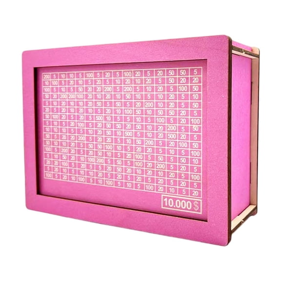 10000 Wooden Money Saving Challenge Box, Coin Counter Piggy Bank Money Box with Money Target and Numbers, for Adults, Great Gift for Home or Office, Diy Assembly(10000 Dollar)