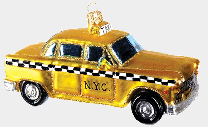 New York City Taxi Cab Polish Glass Christmas Ornament NYC Travel