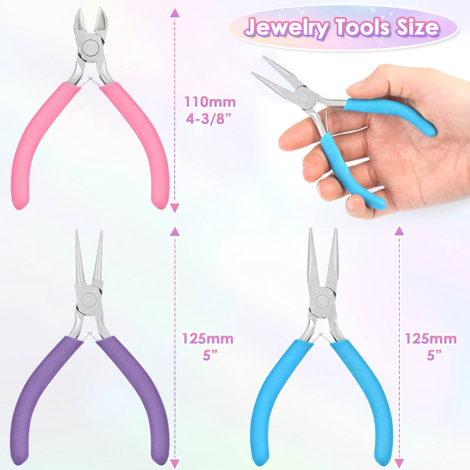 3pcs Jewelry Making Plier Tools with Needle/Chain/Round Nose Pliers and Wire Cutter for Jewelry Repair, Wire Wrapping, Crafts, Jewelry Making Supplies