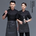 thumbnail image 3 of Summer Chef Coat Polyester Chef Uniform Button con bolsillos delanteros Traje de catering Moda de cocina Suministros de cocina para cafetería Black 3XL Scienceny LF000330-05, 3 of 7