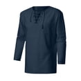 thumbnail image 2 of Mens T-Shirts & Tank Tops Long Sleeve Casual V Neck Solid Summer Tees #100 Navy, 2 of 6