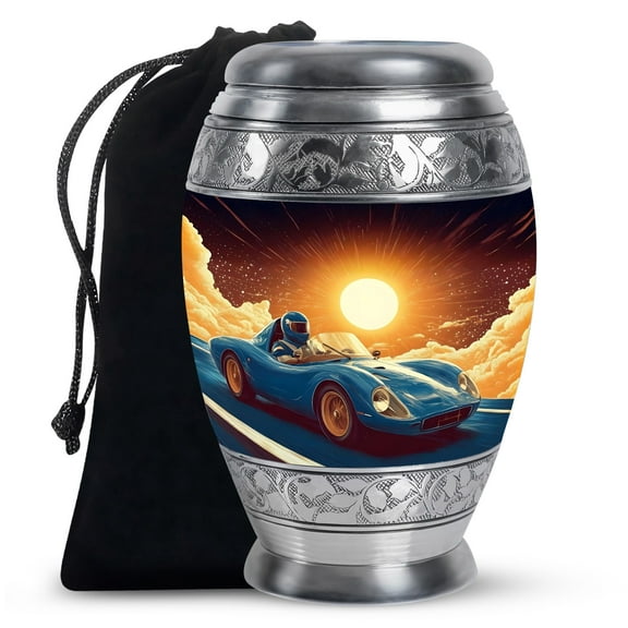 KARYLIZ Race Car Urn For Ashes Adult Male - Large Urns For Human Ashes For Mother - Funeral Memorial Tribute - Cremation Urns For Human Ashes - Urn For Ashes For Women (10 Inch)